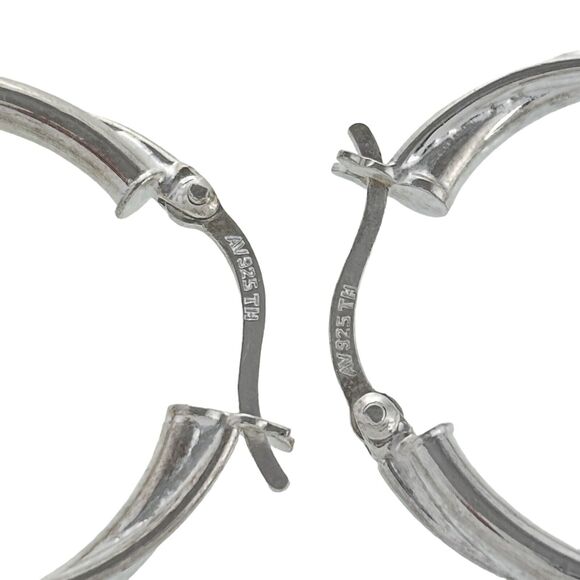 Vintage AV Thailand Sterling Silver 925 Interlocking 3.1cm Double Hoop Earrings - Picture 3 of 6